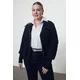 Trendyol Curve Navy Blue Turn-down Collar Zippered Crop Knitwear Cardigan