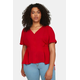 Trendyol Curve Red Woven V-Neck Tie-Up Blouse