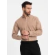 Ombre Mens linen shirt with classic collar and pockets REGULAR FIT - light brown