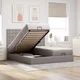 vidaXL Otomanski posteljni okvir z vzmetnicami taupe 200x200 cm blago