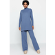 Trendyol Indigo Slit Wide Leg Tricot Top-Top Set