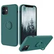 shumee OVITEK ZA IPHONE 12/12 PRO ZELEN SILIKONSKI HRBET Z OBROČKOM + VRVICA