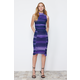 Trendyol Purple Tulle Gathered Fitted Midi Stretchy Knitted Skirt