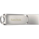 SanDisk USB C i USB Drive 1TB Ultra Dual LUXE, 3.1, srebrni, metalni, očitava do 150 MB/s