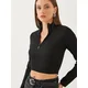 Bianco Lucci Ženska bluza dugih rukava 60351019, Zip kragna, Crna