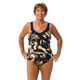NABAIJI jednodijelni ženski kupaći kostim za aquafitness KARLI FLO, plavo-narančasti
