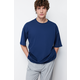 Trendyol Navy Blue Basic 100% Cotton Crew Neck Oversize/Wide-Fit T-Shirt