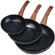 shumee Komplet granitnih ponv BLACK&WOOD 16/20/24 cm, 3 kosi.