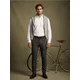 Sinsay - Slim-fit chino pantalone u kockicu sa dodatkom viskoze - tamno siva