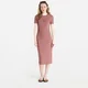 Obleka Calvin Klein Jeans Ss 2X2 Baby Rib Logo Midi Dress Sierra Brown S