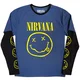 Nirvana Yellow Happy Face (Sleeve Print) Denim Blue & Black L Majica