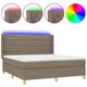 Krevet box spring s madracem LED smeđesivi 160x200 cm tkanina