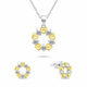 Brilio Silver Nežen dvobarvni komplet nakita s cirkoni SET239WY (uhani, ogrlica)