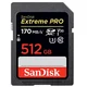 SanDisk Extreme PRO 512GB SDXC spominska kartica + 2 years RescuePRO Deluxe do 200MB/s & 140MB/s branje/pisanje, UHS-I, Class 10, U3, V30