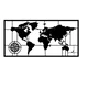 Wallity Zidna dekoracija World Map 7, 121x60cm, Crna