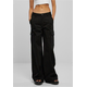 Womens high-waisted and wide-leg twill trousers black