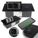 shumee Zložljiva vtičnica za pult, črna, 2X USB, 2X 230V, induktivni polnilnik