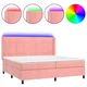Vidaxl Box spring postelja z vzmetnico LED roza 200x200 cm žamet