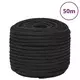 Vidaxl vidaXL Jadralna vrv, enobarvna črna, 14 mm, 50 m, polipropilen