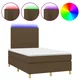 Vidaxl Box spring postelja z vzmetnico LED tem. rjava 120x200 cm blago