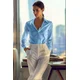 Trendyol Blue Oversize/Clothing Satin Woven Shirt