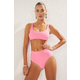 Trendyol Pink Strapless High Waist High Leg Regular Core Bikini Set