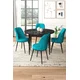 Hanah Home Set Trpezarijski sto i 4 stolice, Tirkizno-crni
