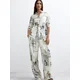 Desigual Hlače z naborki svetlo modra / kari / črna / off-bela