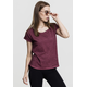 Womens long-back T-shirt in the shape of a spray with burgundy color