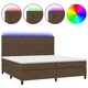 Vidaxl Box spring postelja z vzmetnico LED temno rjava 200x200cm blago