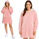 Noah Topla pulover odeja s kapuco in rokavi - hoodie odeja roza
