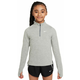 Majica kratkih rukava za djevojčice Nike Kids Dri-Fit Long Sleeve 1/2 Zip Top - dark grey heather/white