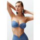 Trendyol Blue Strapless Accessory Bikini Top