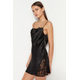 Trendyol Black Lace and Degaje Detailed Rope Strap Satin Woven Nightdress