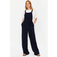Trendyol Navy Blue Gilet Form Linen Look Wide Leg Woven Jumpsuit