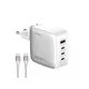 LDNIO Q408 GaN 100W 4x USB Kućni punjač sa USB C kablom beli