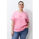 Trendyol Curve Pink Printed Oversize Knitted T-shirt