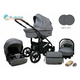 Raf-pol Otroški voziček BabyLux Optimal 3v1, črno ogrodje-ALU Grey Flex