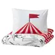 BUSENKEL Jorganska navlaka i jastučnica, cirkus šara crvena/bela, 150x200/50x60 cm