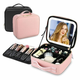 Cool Mango Potovalna torba za ličila z LED lučko, 3 nastavitve svetlobe lepotni organizator, s prilagodljivimi predalčki, kozmetični kovček, ostanite organizirani na poti, 26 x 23 cm – Makeupbox, roza