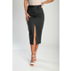 Elegantno midi krilo s pasom, sivo