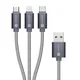 Connect IT Wirez 3v1 USB-C & Micro USB & Lightning, srebrno siva, 1,2 m