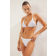 Trendyol White Plain Triangle Stone Regular Bikini Set