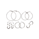 Basic hoop earrings 6-pack - silver color