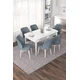 Hanah Home Set Trpezarijski sto i 6 stolica Nef, Sivo-beli