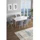 Hanah Home Set Trpezarijski sto i 6 stolica Han, Sivo-beli