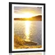 Plakat s paspartujem sončni zahod nad jezerom - 30x45 black