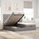 vidaXL Otomanski posteljni okvir z vzmetnicami taupe 200x200 cm blago