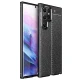 Eleganten gel ovitek Elite Guard z usnjeno teksturo in zaščito robov za Samsung Galaxy S22 Ultra - obsidian black