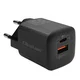Qoltec 35W GaN ultra stenski polnilnik | 5–20 V | 2,25–3 A | 1 x USB tip C PD | 1 x USB QC 3.0 | Črna